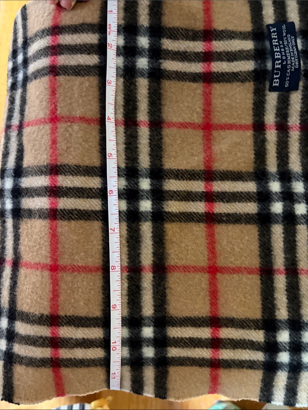 Burberry Beige Black and Red Check wool Blend Scarf - Picture 3 of 4